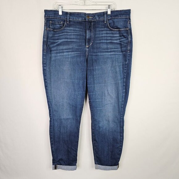 NYDJ ANABELLE Skinny Boyfriend Jeans Cuffed MEDIUM WASH BLUE size 16W High Rise - Picture 2 of 9